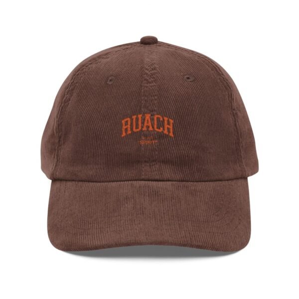 Vintage Corduroy Embroidered Baseball Cap – 'RUACH' Retro Brown Hat