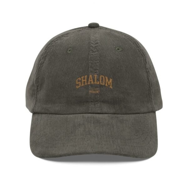 Vintage Corduroy Cap — Embroidered "Shalom" Dad Hat
