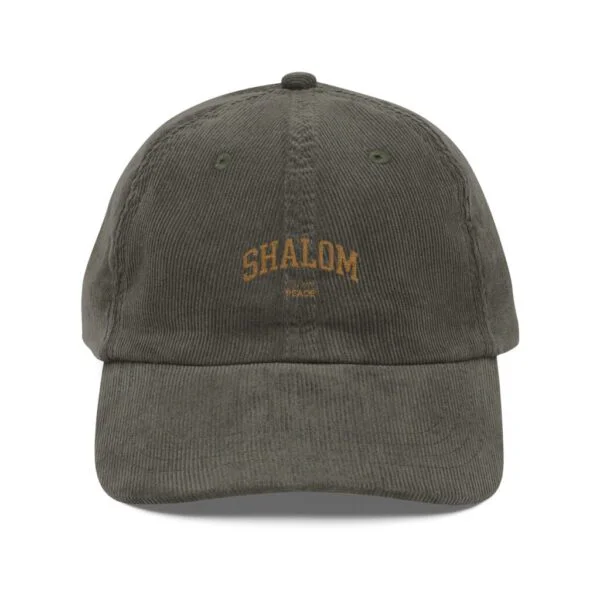 Vintage Corduroy Cap — Embroidered "Shalom" Dad Hat