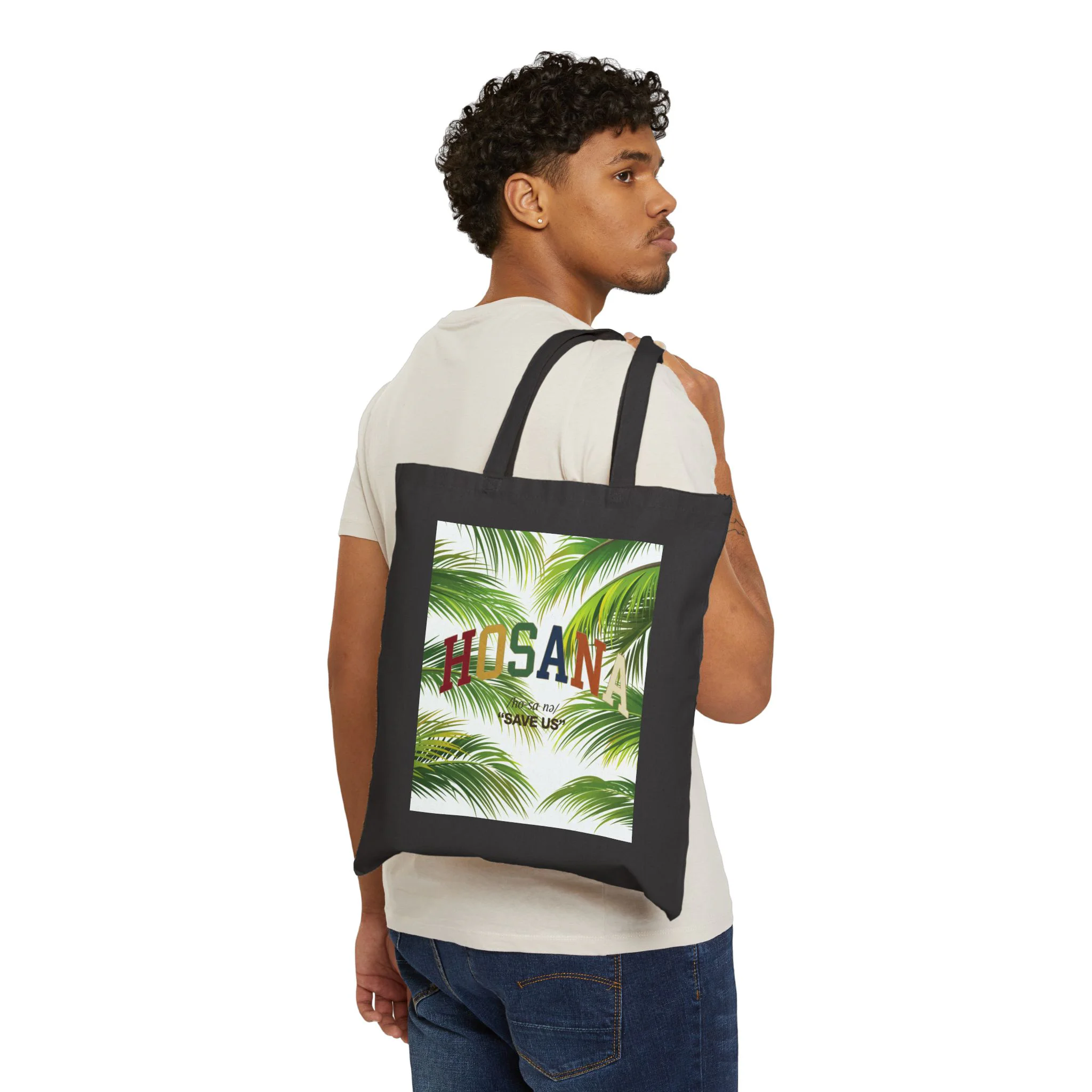 Tote Bag — Tropical Palm Leaves Canvas Tote (Hosanna Text Option) - Image 7
