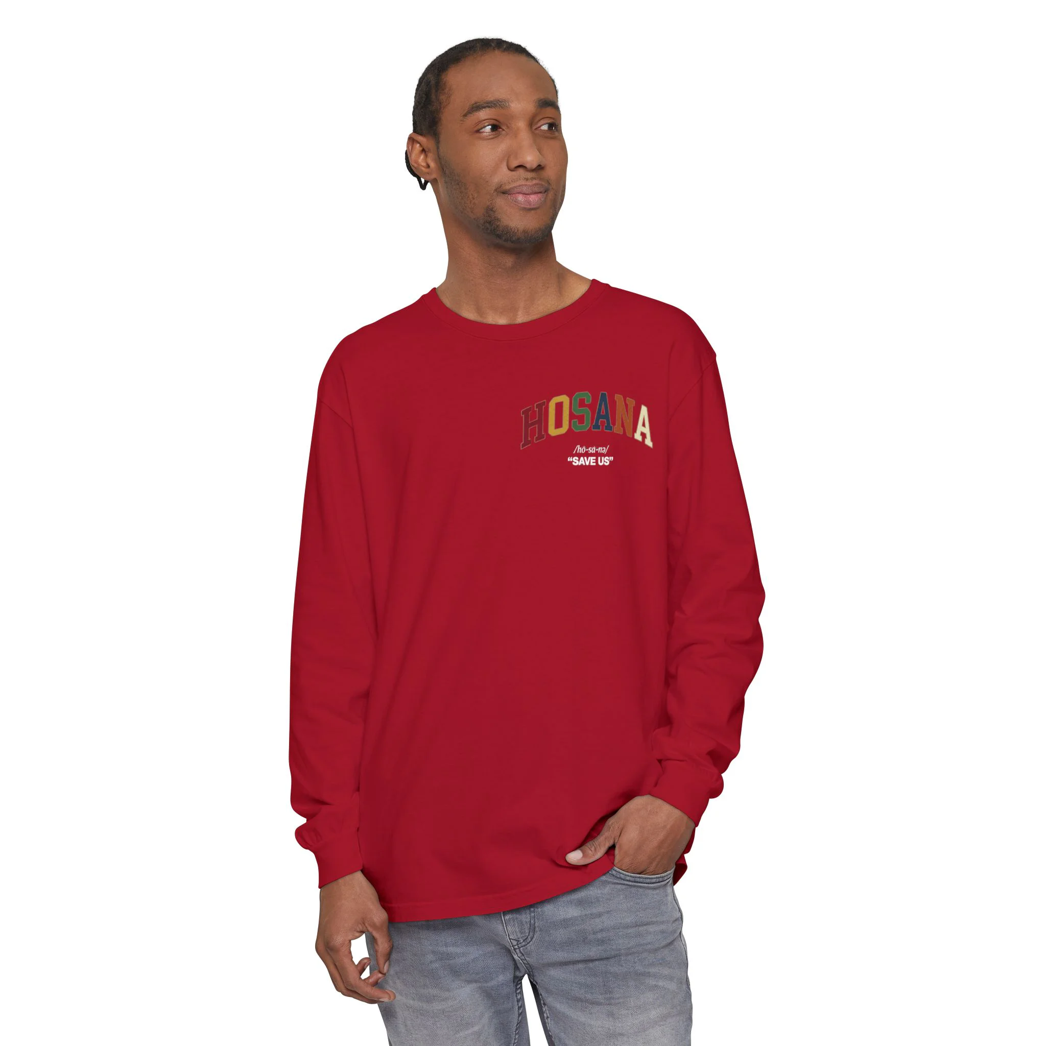 Hosana Long Sleeve T‑Shirt — Vintage Rainbow Chest Logo - Image 27