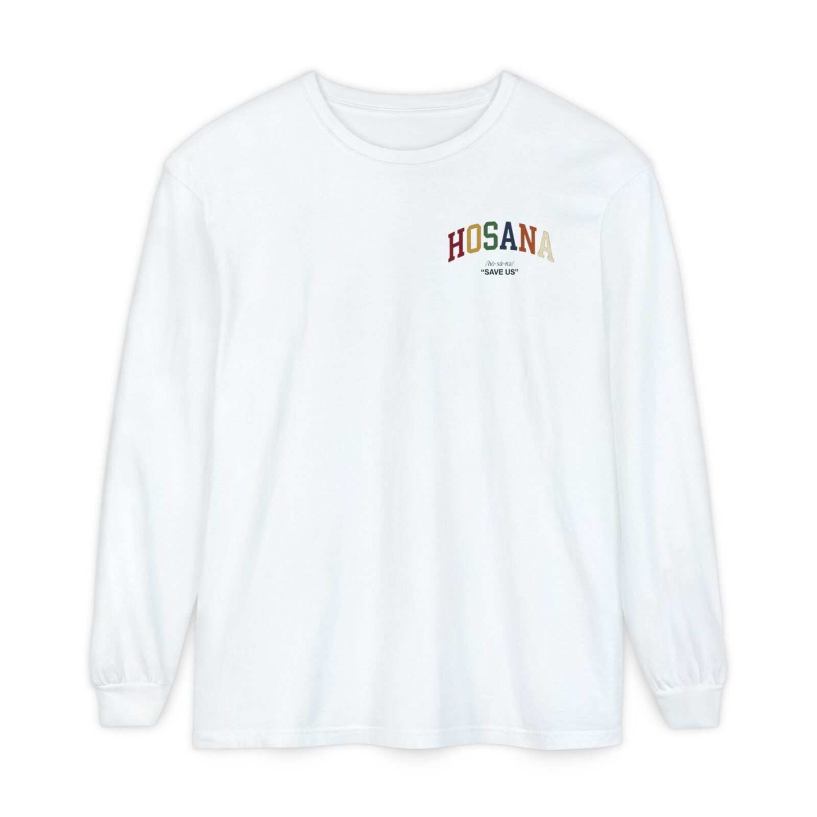 Hosana Long Sleeve T‑Shirt — Vintage Rainbow Chest Logo
