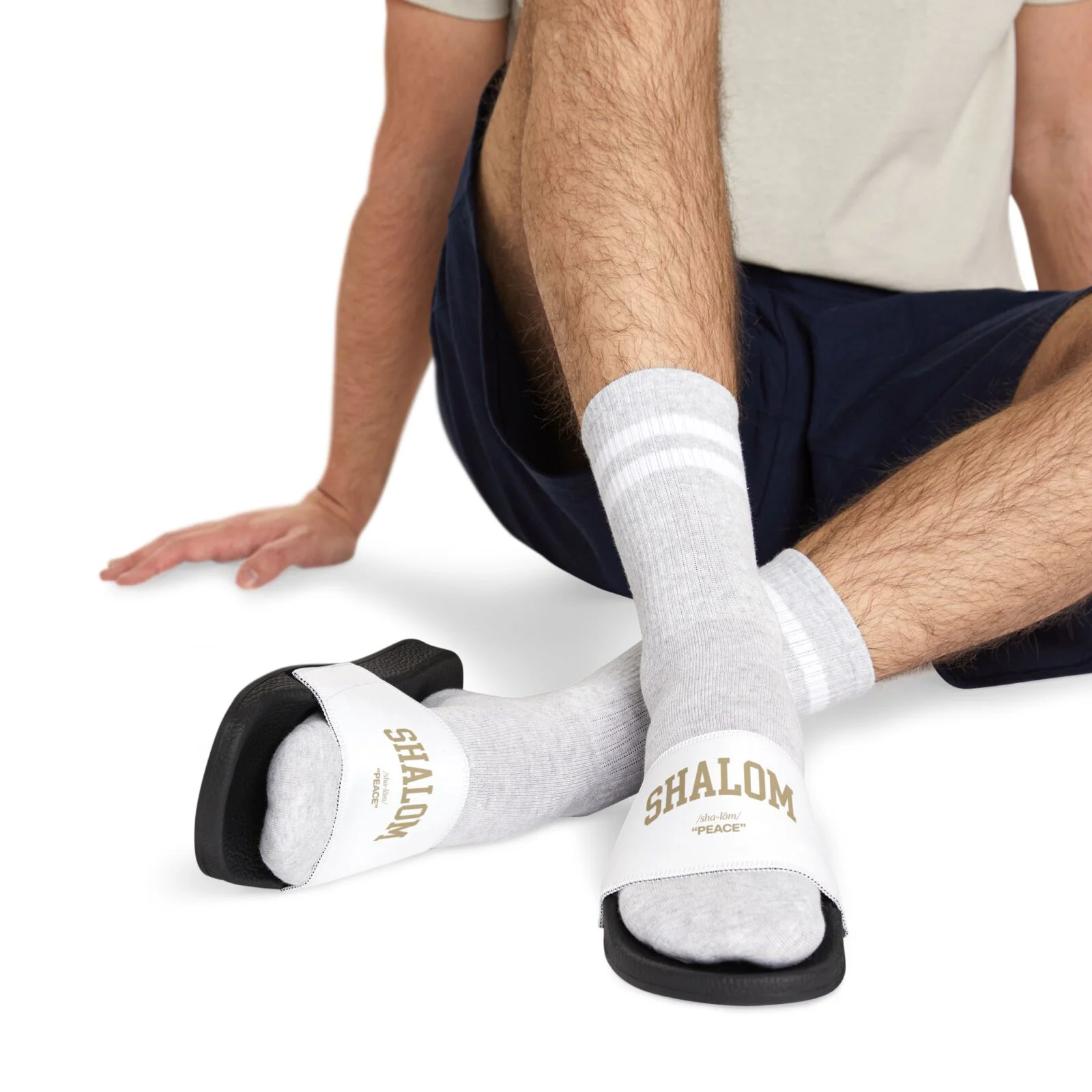 Shalom Men's Slide Sandals — White Removable-Strap Comfort Slides - Image 7