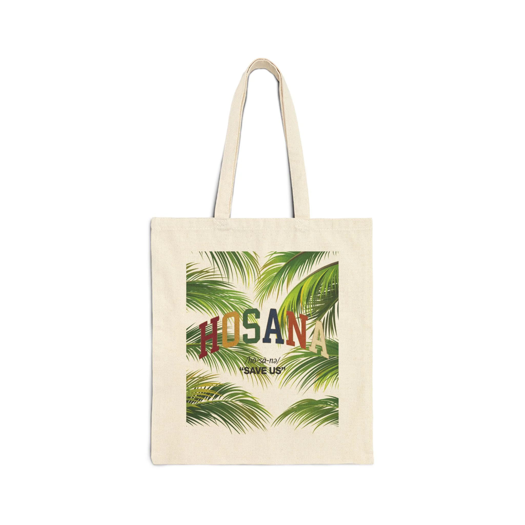 Tote Bag — Tropical Palm Leaves Canvas Tote (Hosanna Text Option) - Image 2