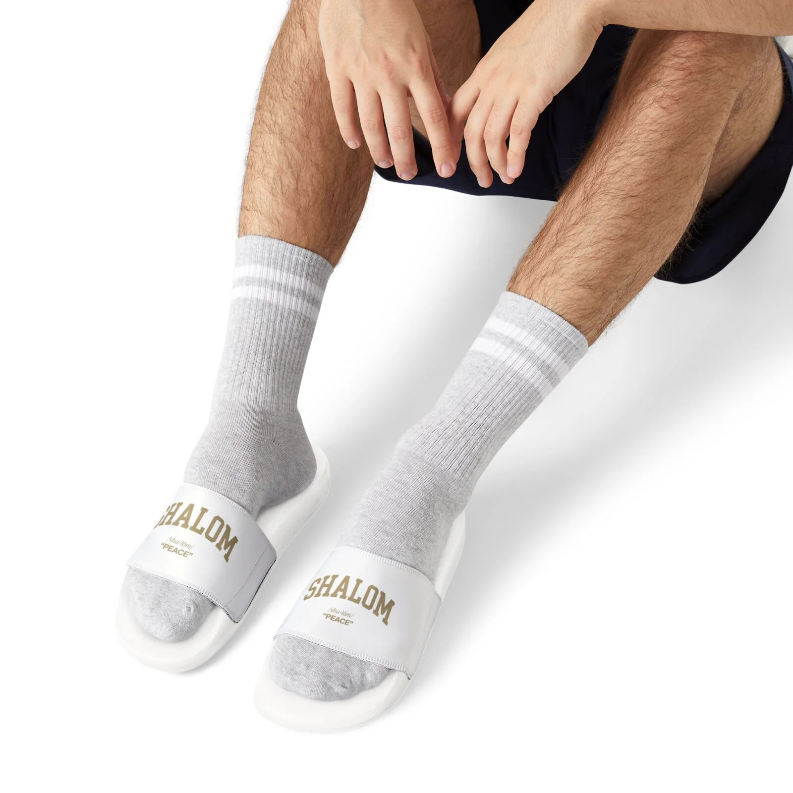 Shalom Men's Slide Sandals — White Removable-Strap Comfort Slides - Image 4