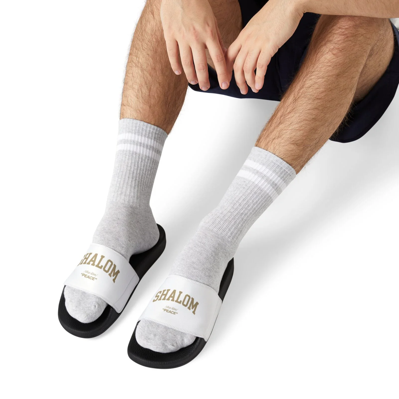 Shalom Men's Slide Sandals — White Removable-Strap Comfort Slides - Image 6