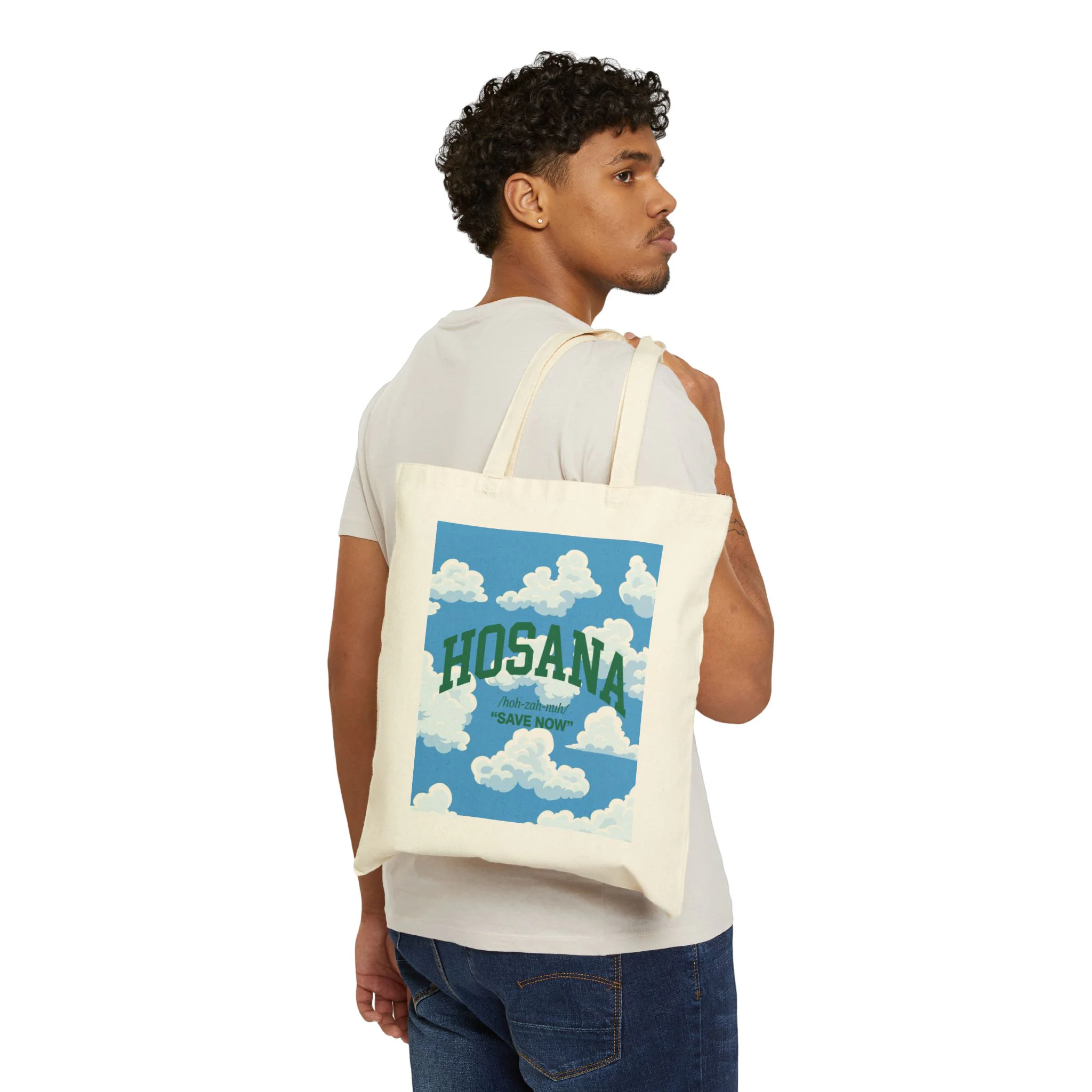 Hosana Sky Cotton Tote Bag – Cloud Print Eco Grocery & Everyday Shopper - Image 4