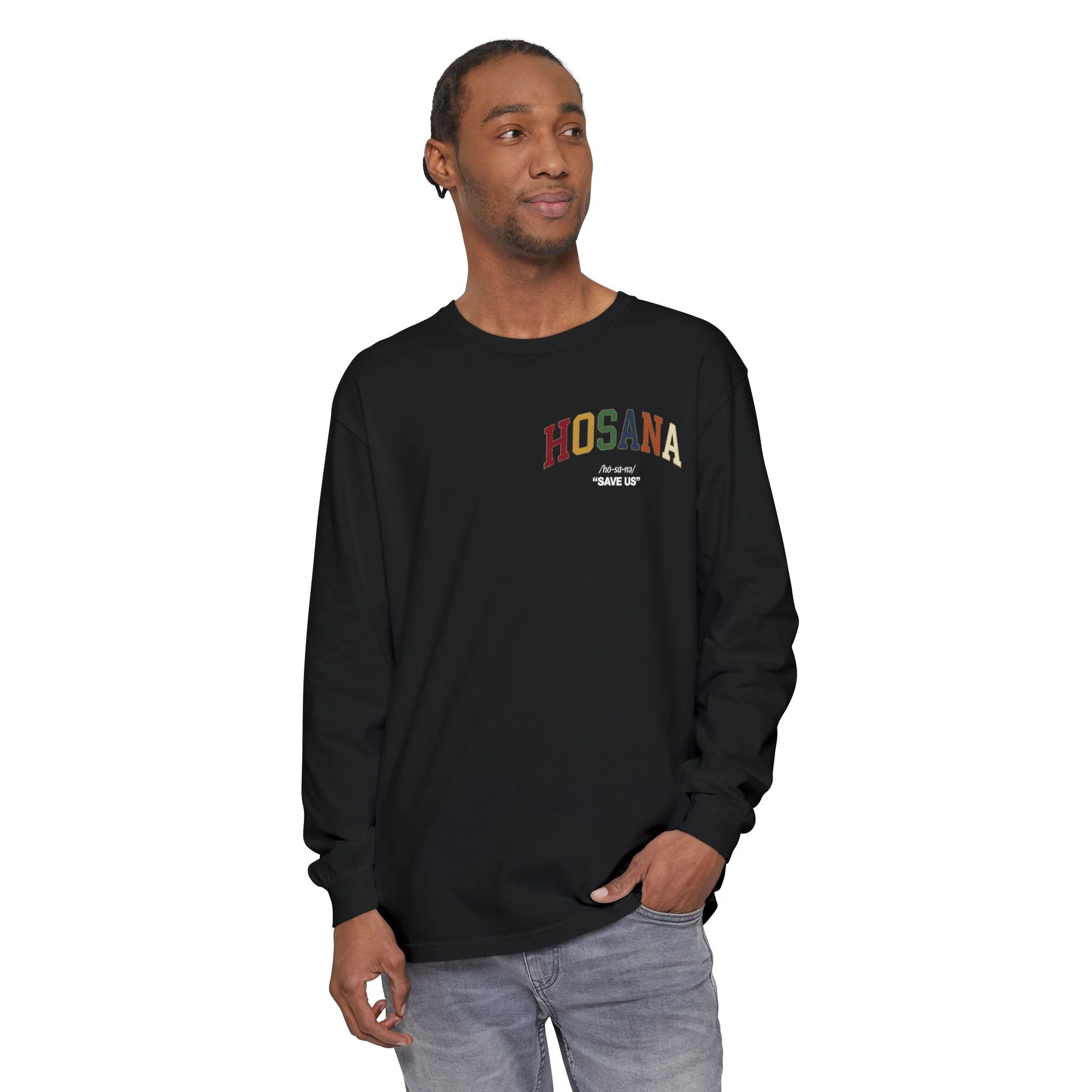 Hosana Long Sleeve T‑Shirt — Vintage Rainbow Chest Logo - Image 19
