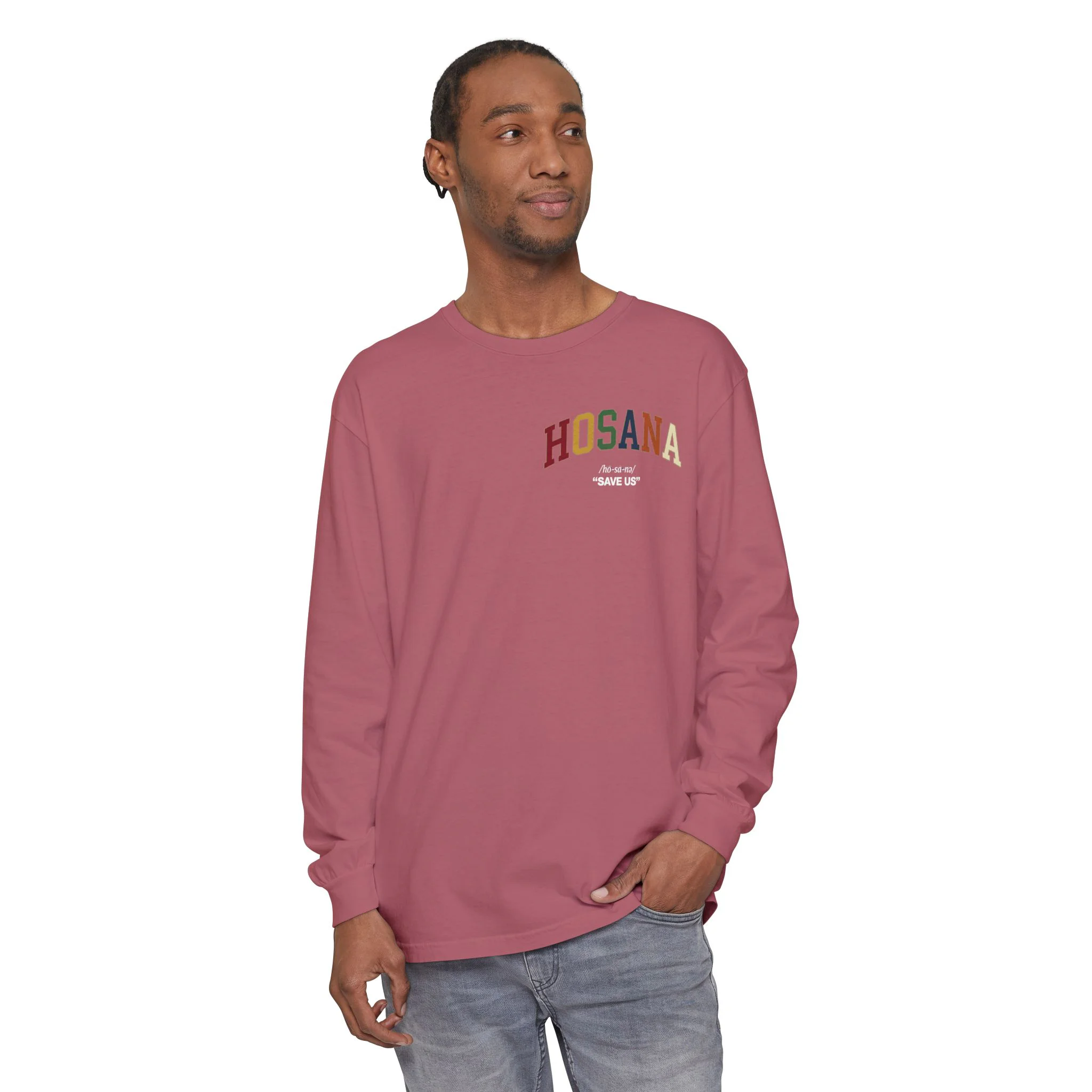 Hosana Long Sleeve T‑Shirt — Vintage Rainbow Chest Logo - Image 23
