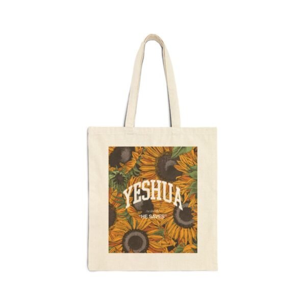 Yeshua Sunflowers Tote Bag — Floral Faith Canvas Grocery & Bible Study Tote