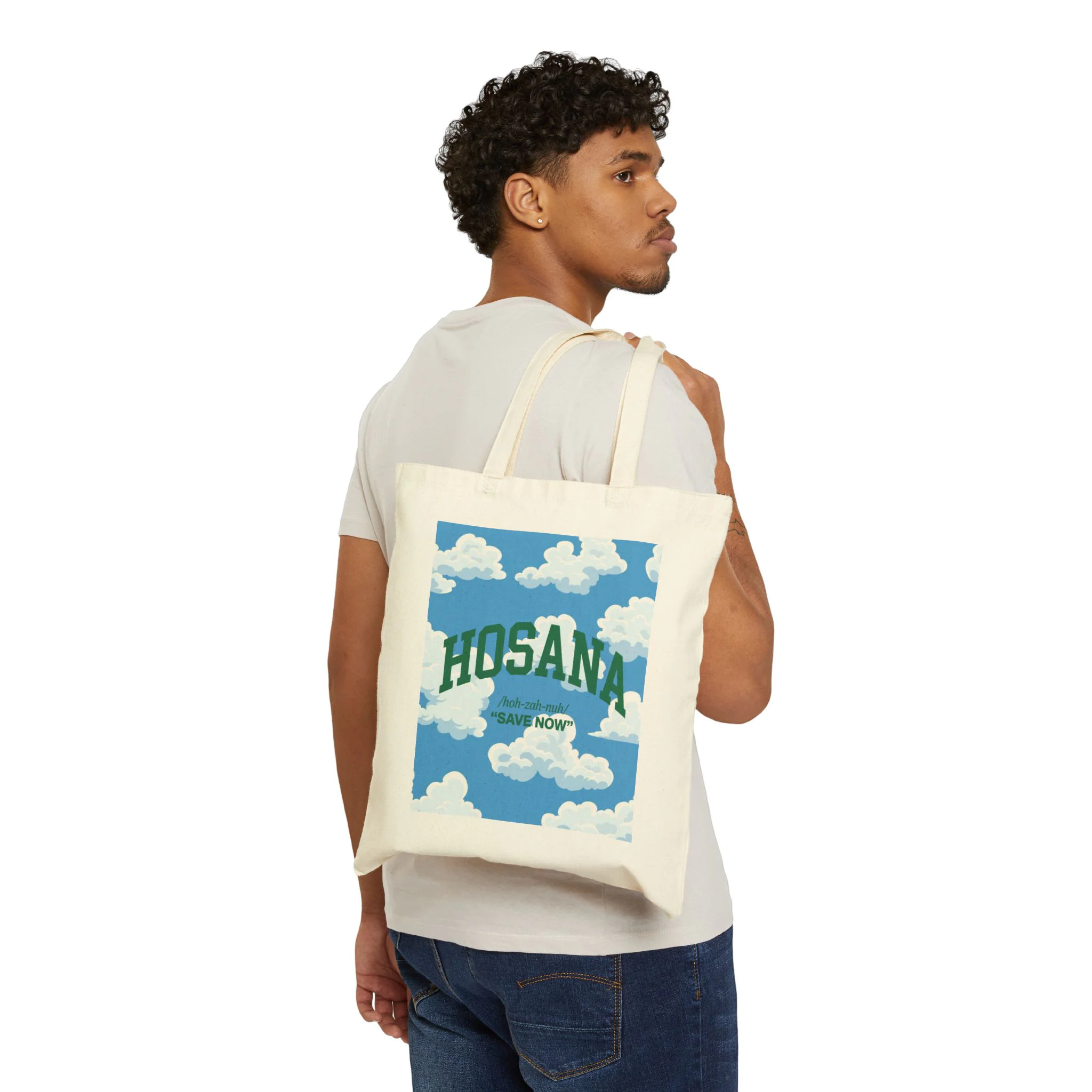 Hosana Sky Cotton Tote Bag – Cloud Print Eco Grocery & Everyday Shopper - Image 3