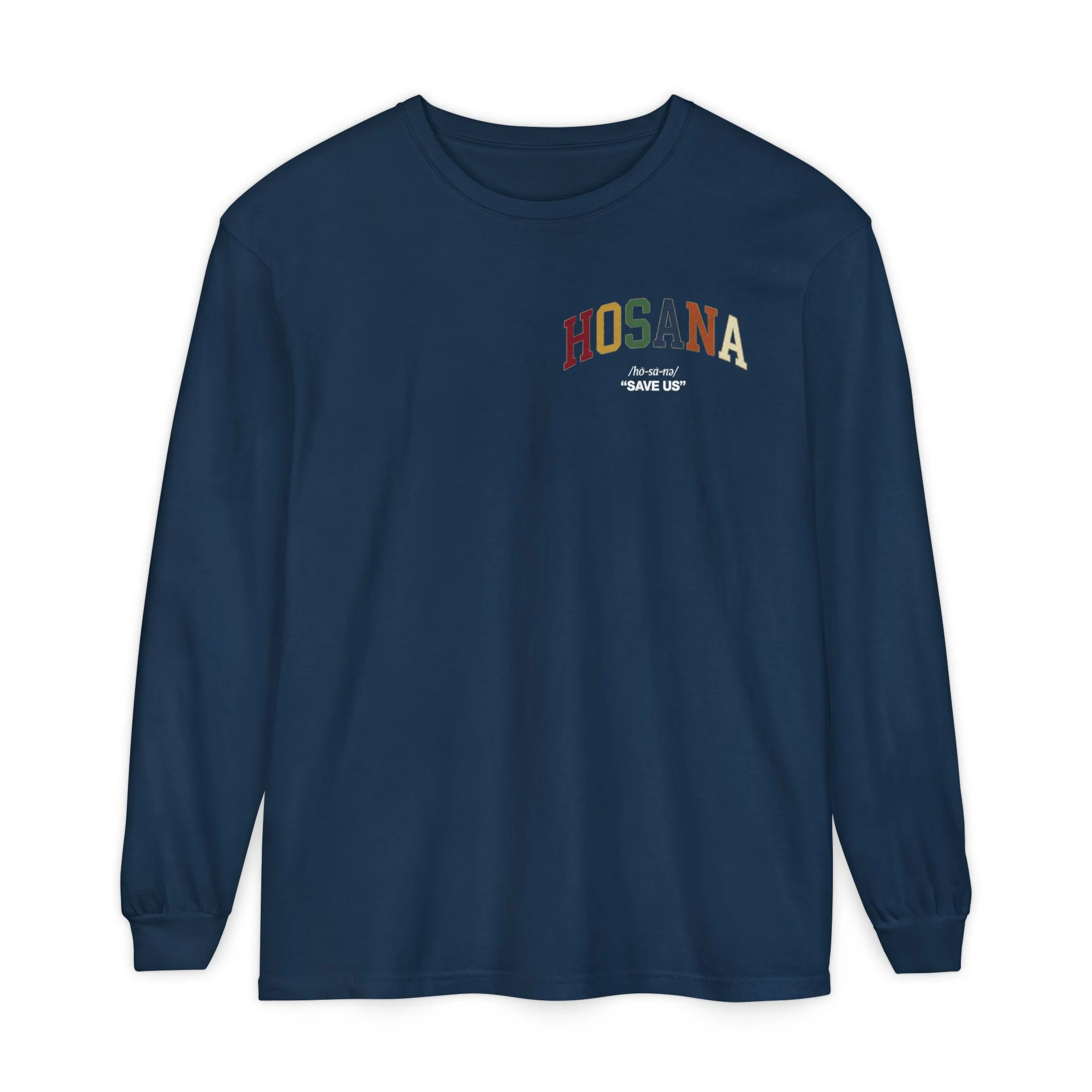 Hosana Long Sleeve T‑Shirt — Vintage Rainbow Chest Logo - Image 13