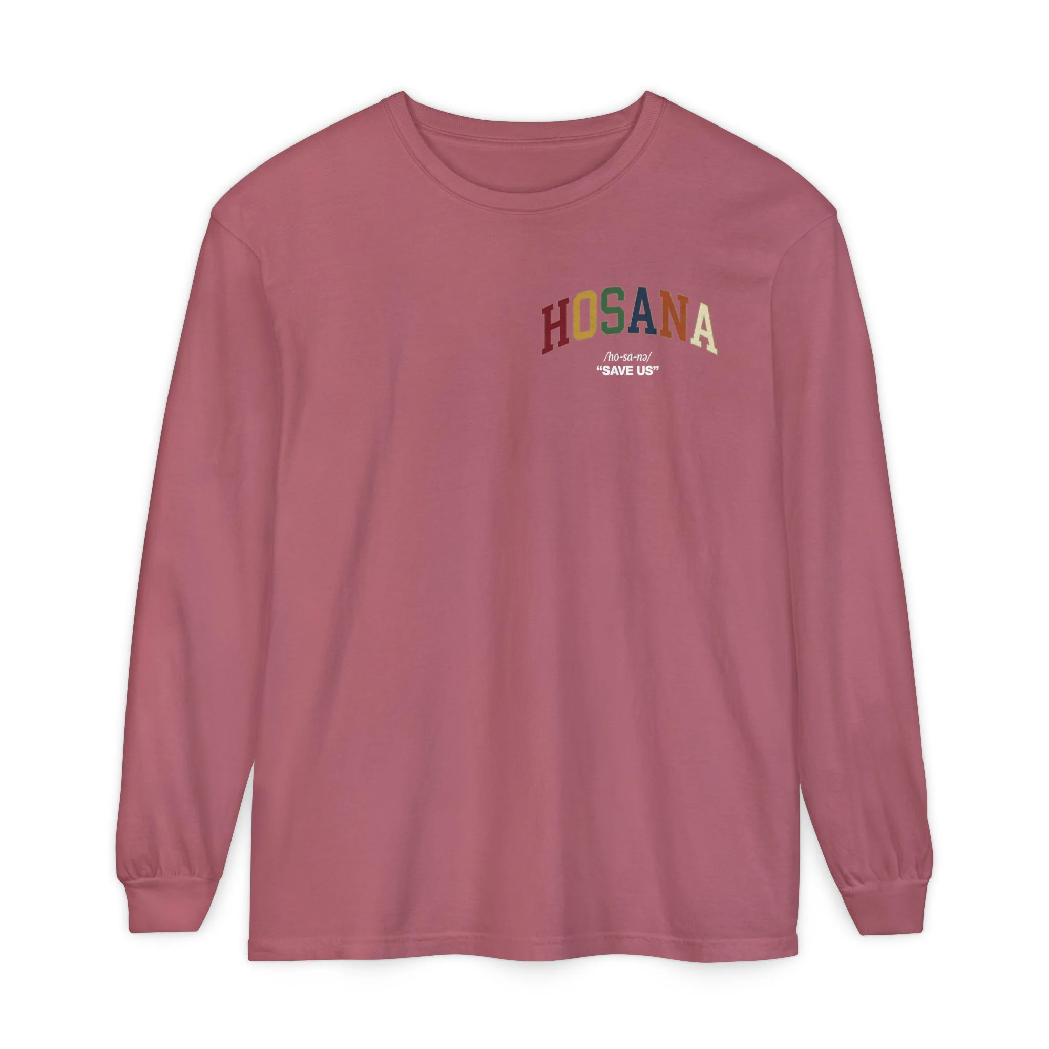 Hosana Long Sleeve T‑Shirt — Vintage Rainbow Chest Logo - Image 21