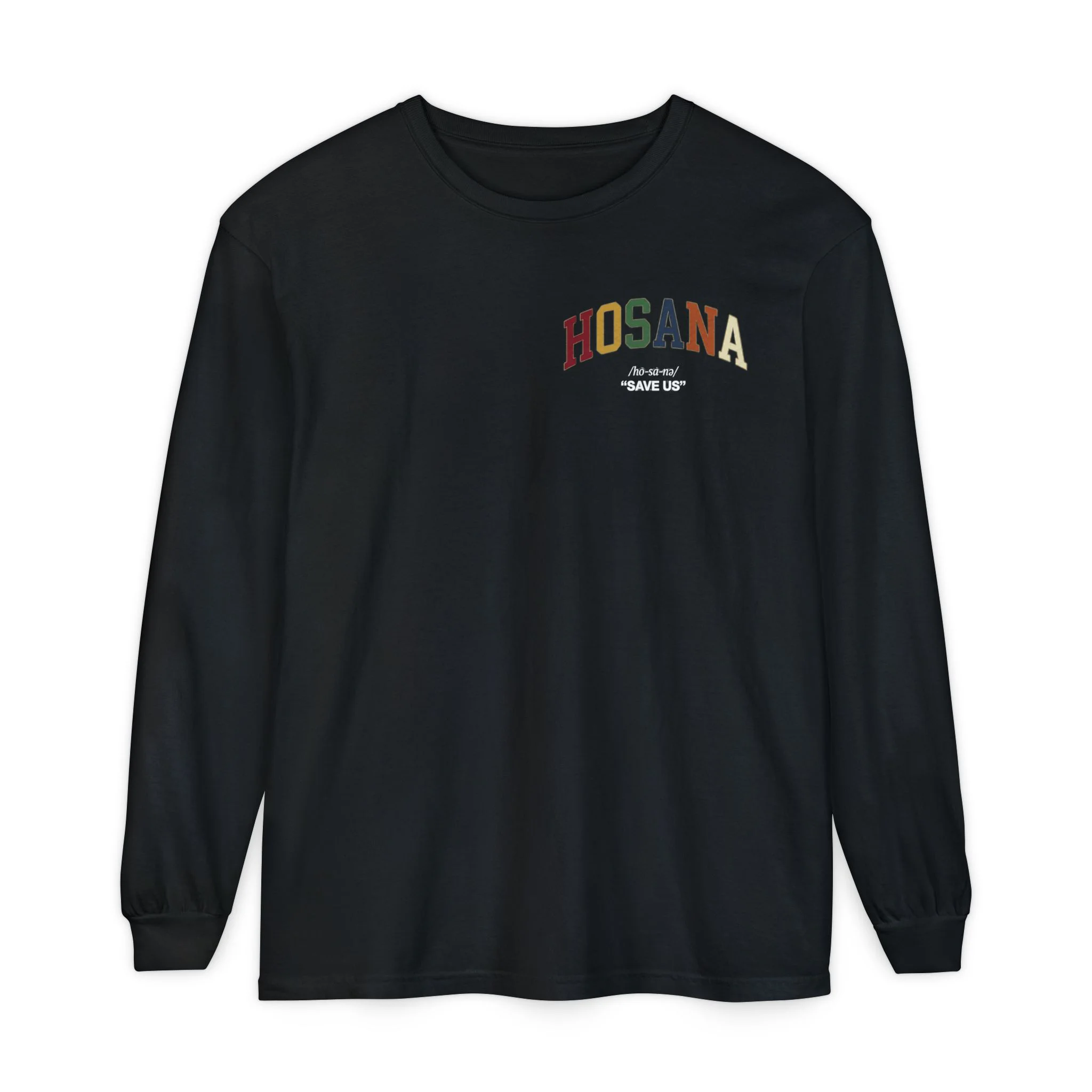 Hosana Long Sleeve T‑Shirt — Vintage Rainbow Chest Logo - Image 17
